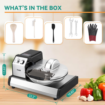 Newhai Commercial Food Processor, 5QT Vegetable Chopper Meat Grinder Mincer, Heavy Duty Electric Veggie Mincer, Stainless Steel Removable Bowl 1-15 Timer 250W 110volt Home&Restaurant