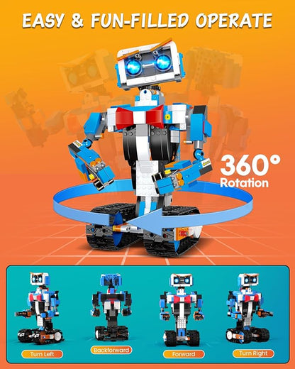 aukfa STEM Robot Toys Building Kits Building Toys for Boys Age 8-12 App &amp Remote Control Blocks Engineering Science Learning Educational Coding DIY Stem Projects Robot Gifts for Boys &amp Girls