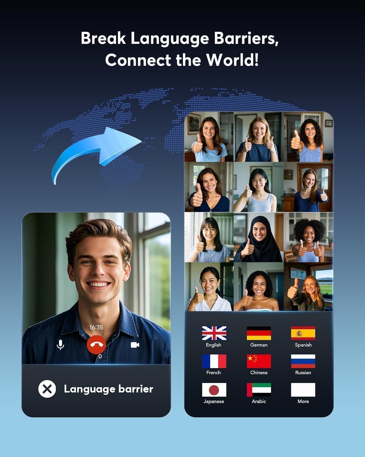 Paekole AI Translation Earbuds, Real-Time 2-Way Language Translator Device (198+ Languages), 3-in-1 Bluetooth Translating Headphones for Travel/Music/Calls, Audifonos Traductores Inglés Español