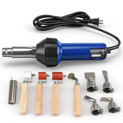 Hot Air Gun PVC Heat Gun Hand Held Plastic Welder heating gun 110V 1600W, Vinyl Welding Handheld Plastic Hot Air Heat Gun Welding Torch with Various Rollers & Stainless Steel Nozzles