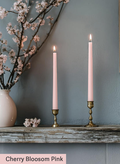 Homeology 12pk 10" Classic Taper Candles, Pink Shades, 7-8 Hours Long Burning, Unscented Tall Candlesticks