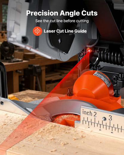VEVOR Compound Miter Saw, 8-1/4 inch Blade, 2-in-1 Miter/Table Saw, with Precision Laser Alignment, Adjustable Angles, 4800 RPM, with Splash Guard, for Cutting Wood, Metals, Laminates, and Plastic
