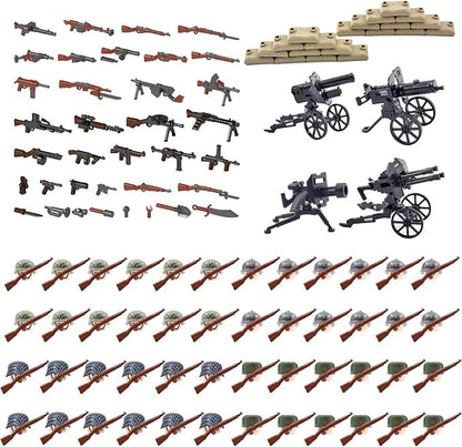 WW2 Building Set Action Figures with Weapon Accessories World War 2 Battle Pack Idea Gifts for Kids (154 Pcs)