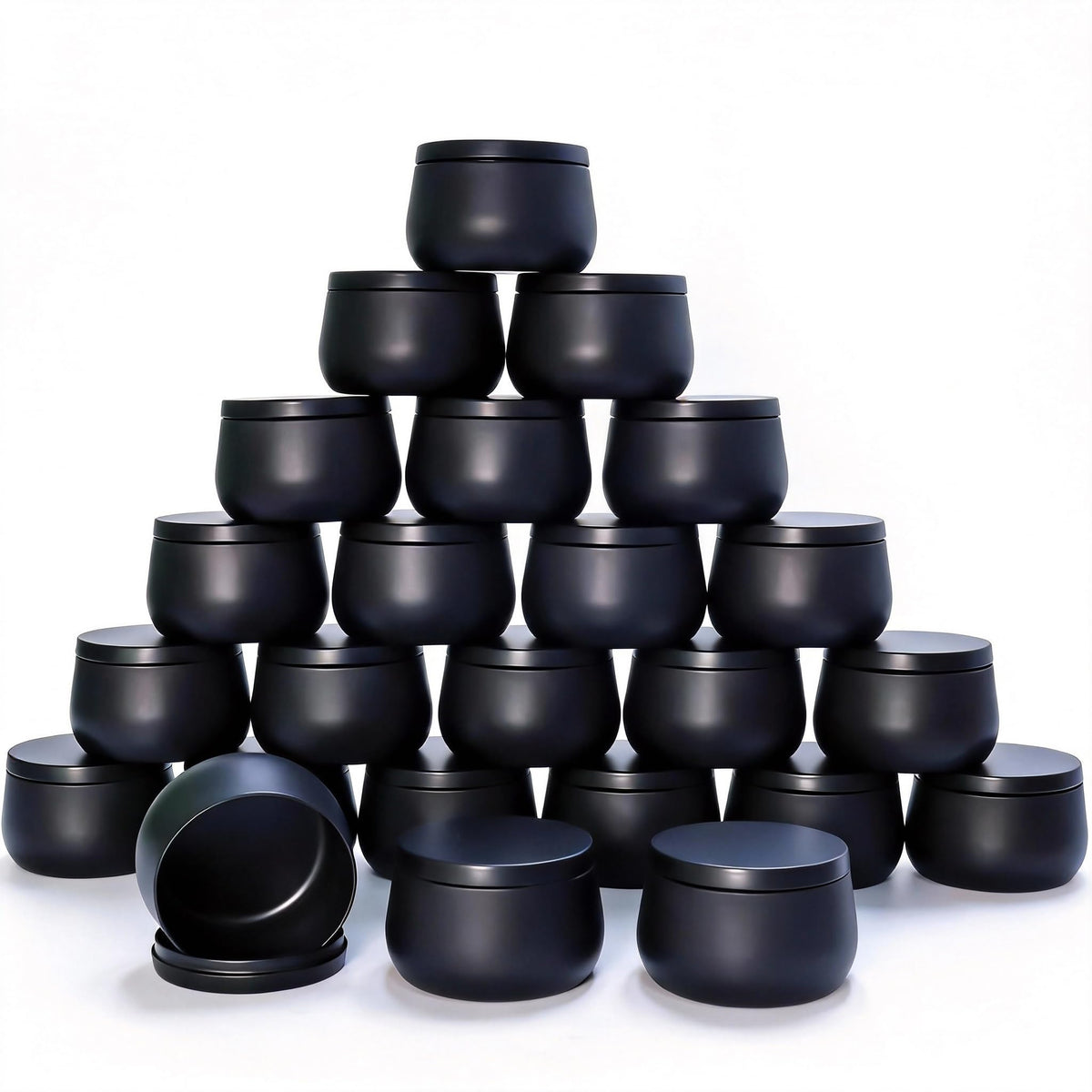 24 Pack 8oz Matte Full Black Candle Tins for Making Candles - Bulk Metal Candle Containers with Lids. Empty Round Candle Jars for DIY & Travel. Shatterproof & Sturdy Vessels for Small Business.