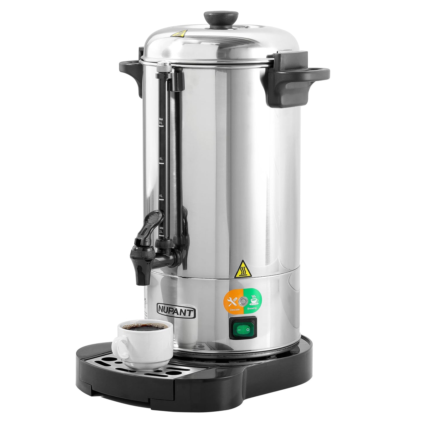 Commercial Coffee Urn 50 Cup/8L + 200-Pack 12oz Insulated Paper Cups with Lids | Complete Coffee Serving Bundle for Restaurant Catering, Church & Large Events