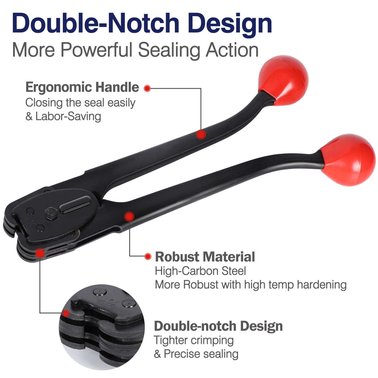 3 in 1 Premium Steel Banding Strapping Kit-Heavy Duty Banding Tools for 3/8"~3/4" Metal Banding, Include Tensioner Tool, Strapping Sealer & Crimper, Strapping Cutter for High-Strength Package Packing