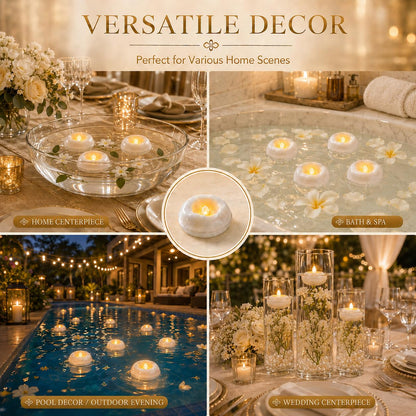 24 Pack 2.3” Flameless LED Floating Candles, Water-Activated Battery Operated Floating Candle with180+ Hours Runtime for Cylindrical Vase, Pool, Fountain - Ideal for Wedding, Party Decoration