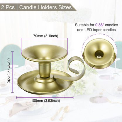 PATIKIL Retro Iron Taper Candle Holder, Set of 2 Gold Simple Candlestick Holder Candle Light Stand for Halloween Table Centerpiece Party Wedding Dinning Decor