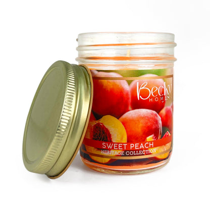 Becky Home 8oz Peach Scented Candles for Home, 45 Hrs Soy Wax Candle, Peach Candle for Stress Relief, Fall Candles, Candle Gifts for Men and Women