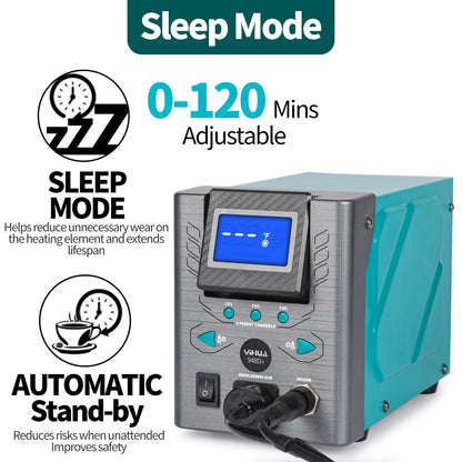 YIHUA 948D-I Desoldering Station 110W High Performance ESD-Safe with Temperature Control 716-896°F Adjustable, 3 Pre-set Channels, °C/°F Conversion, Auto Stand-by, Sleep Mode