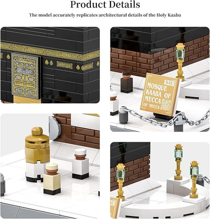 Mecca Kaaba Building Blocks 446 Pcs Holy Mosque Architecture Model Islamic Gift for Ramadan &amp Eid Educational Muslim Toy for Adults Teens Home Decor Souvenir with Display Base