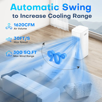MYICY Evaporative Air Cooler, 25 Inch Swamp Cooler Air Conditioner w/Double Tanks, 7H Timer, 16ft Remote, 3 Ice Packs, 70° Oscillation, 3 Speeds & 2 Modes, 60W Portable Windowless Air Conditioner