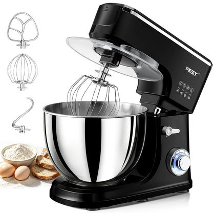 1500W 8.45QT Stand Mixer, 6-Speed Electric Dough Mixer with Whisk, Dough Hook & Beater, Large Capacity Kitchen Mixer for Baking Bread, Cakes, Salad and Cookies (Black)