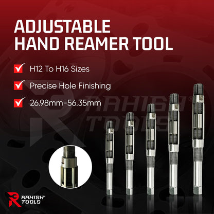 Rahish Tools Adjustable Hand Reamer Tool H12 To H16 Sizes - 1-1/16" to 2-7/32" Reaming Tool for Precise Hole Finishing with Carbon Steel Blades - Hand Tools Reamers for Metal & Wood - 26.98mm-56.35 mm