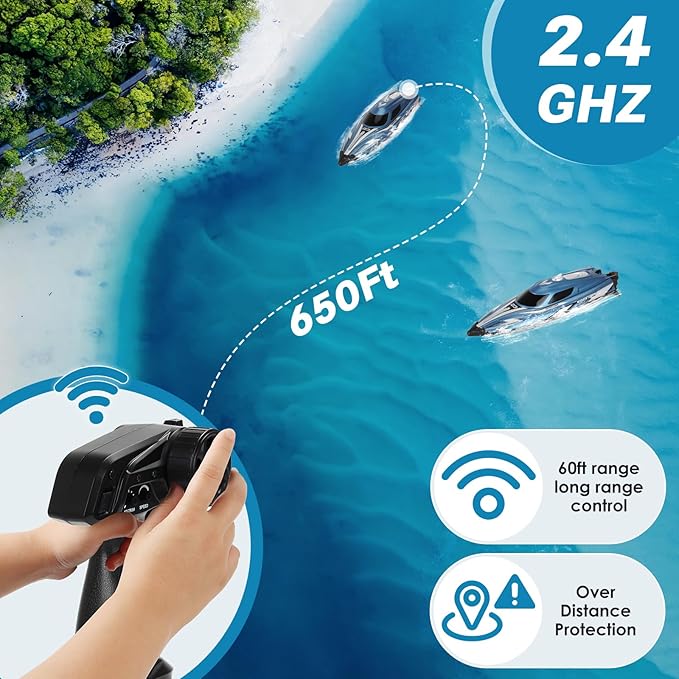 RC Boat for Adults-Remote Control Boat for Lakes-High Speed 25+ KPH-Toys for Ages 8-13 (Blue)