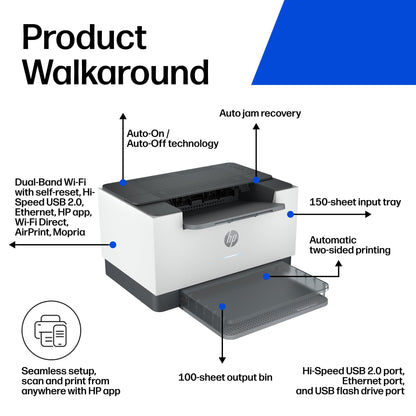 HP LaserJet M209dw Wireless Printer, Print, Fast speeds, Easy setup, Mobile printing,Best-for-small teams