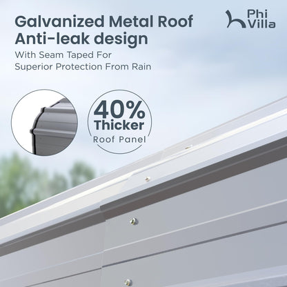 PHI VILLA 10x15 ft Carport, Metal Carports Canopy with Sidewalls Heavy Duty Car Port Portable Garage with Galvanized Steel Roof Multi-Use Shelter, Sturdy Car Ports for Cars, Boats and Tractors