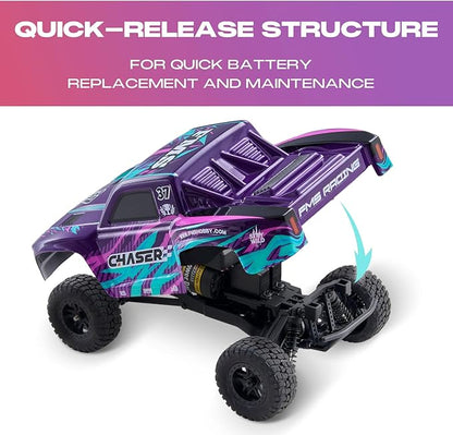 FCXㅤ FMS FSC24 1/24 Chaser RC Crawler Short-Course Trucks with High Strength Nylon Frame 2 Speed Switch Up to 26km/h Hobby RC Car for Adults Gifts (Red)