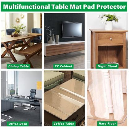 LinkGro Multi-Size 43 Inch Dia 1.5mm Thick PVC Clear Table Protector Plastic Tablecloth Table Cloth Wipeable Vinyl Table Top Cover for Dinner Coffee Table Furniture Protector Water Oil Resistant