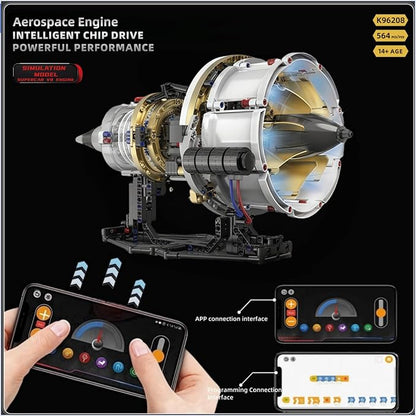 Aircraft Engine Model Kit that Runs - Jet Turbofan Visible Mini Engine with Motor &amp APP Control - Idea Mechanical Gifts Compatible with Lego AirplaneAerospace MOC Engineering Set for Adults