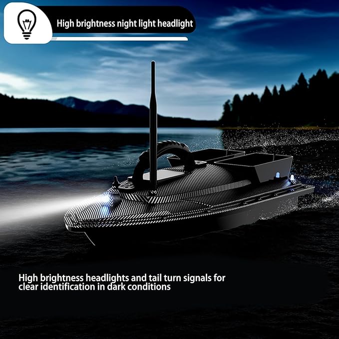 Zunate RC Fishing Bait Boat with for Pools and Lakes 1.5Kg Loading 500M Remote Control Fishing Boat Double Motor Dual Bait Automatic  Auto Return