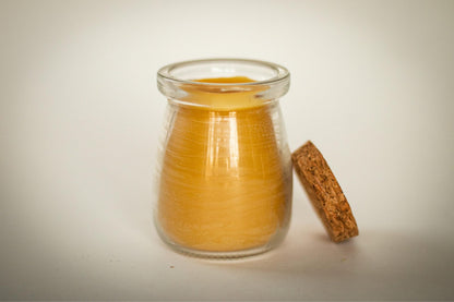 BeeTheLight Beeswax Jar Candle - 100% Pure USA Bees Wax in Glass Container with Cork Lid - Unscented - All Natural Light Honey Scent (3.3 oz w/Cork Lid, Unscented)
