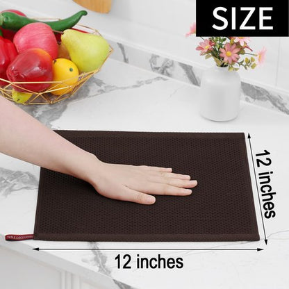 Homaxy 100% Cotton Waffle Weave Kitchen Dish Cloths, Ultra Soft Absorbent Quick Drying Dish Towels, 12 x 12 Inches, 8-Pack, Dark Brown