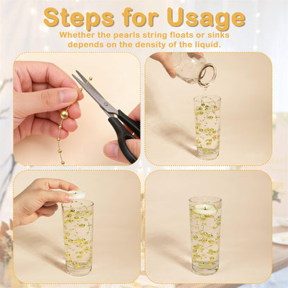 YATOJUZI 30 PCS Artificial Pearl String Beige Vase Filler Floating Pearls for Vases Centerpieces Faux Pearl Beads String Decorations Wedding Holiday Party Decor