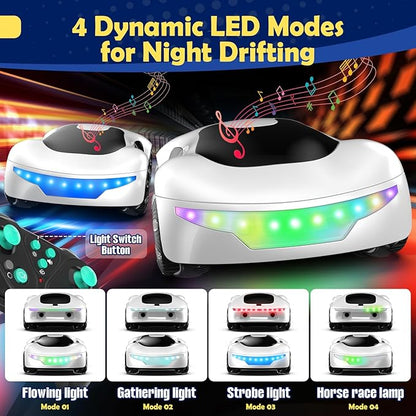 HuiJuKeJi Gesture Sensing RC Stunt Car with USB Charging Dock 360° Rotate Drift Car 2.4GHz Dual Remote Control Cool Spray Mist &amp LED Lights Birthday Gift for Kids Boys Girls Age 6-12