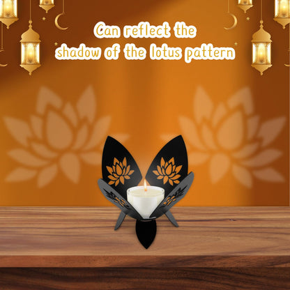 2 PCS Lotus Candle Holder Hollow-Out Lotus Tealight Candle Holder Shadow Lotus Pattern Flower Shape Candlestick Iron Diwali Decorative Candle Holders for Home Christmas Wedding Decor