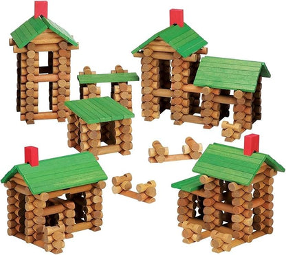 SainSmart Jr. 450 PCS Wooden Log Cabin Set Building House Toy for Toddlers Classic STEM Construction Kit with Colorful Wood Logs Blocks for 3+ Years Old