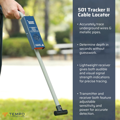 TEMPO Communications 501 Tracker II Underground Wire Locator, Buried Wire Locator, Underground Wire Tracer, Locate Wires 7 Ft Deep (2026 Model)