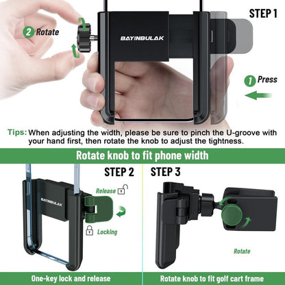 BAYINBULAK Golf Cart Phone Holder Accessories Black