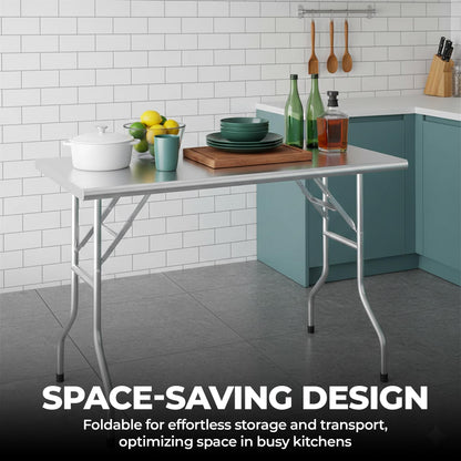 Express KitchQuip Premium Quality Stainless Steel Open Base Folding Utility Table - Folding Work Table for Commercial Kitchen, Restaurant, Hotel and Garage - NSF (24" x 48")