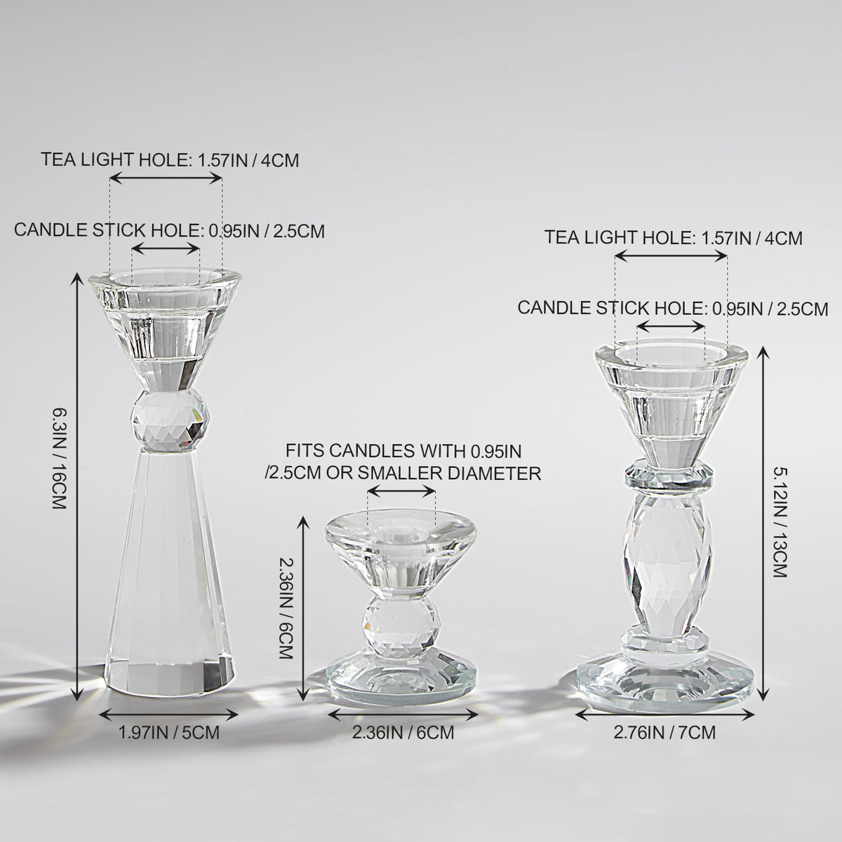 DN DECONATION Glass Candle Holder Set of 3, Candlesticks Holders Clear Crystal Tealight Candles Holder Home Decor Aesthetic for Table Centerpiece Wedding Decorations Housewarming Gift Living Room