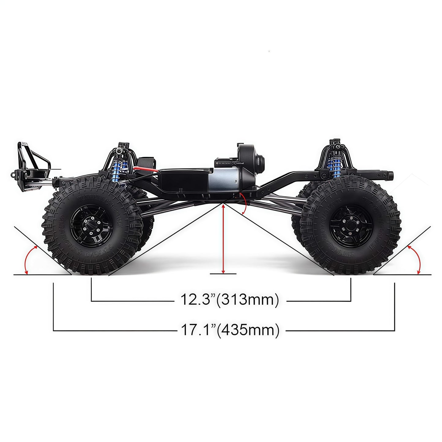AMK 313mm Assembled RC Chassis with Wheels, Frame Kit for 1/10 RC Crawler SCX10 SCX10 II 90046 90047, Metal Chassis for DIY Upgrade