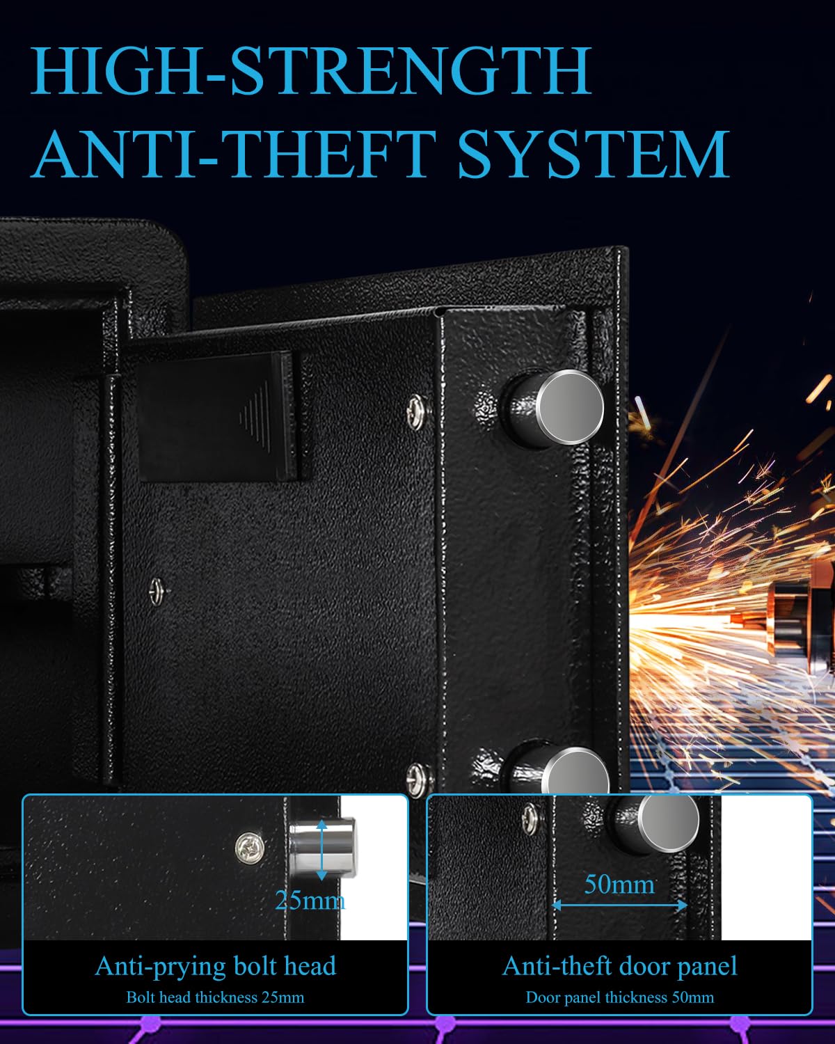 TIGERKING Security Fingerprint Biometric Safe Digital Safe for Home, Office- Black