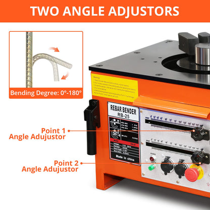 1600W Electric Rebar Bender Machine up to 1 inch with Our Electric Bender - Achieve 0-180° Angles, Operate with Convenient Foot Pedal Switch, & from Powerful Motor