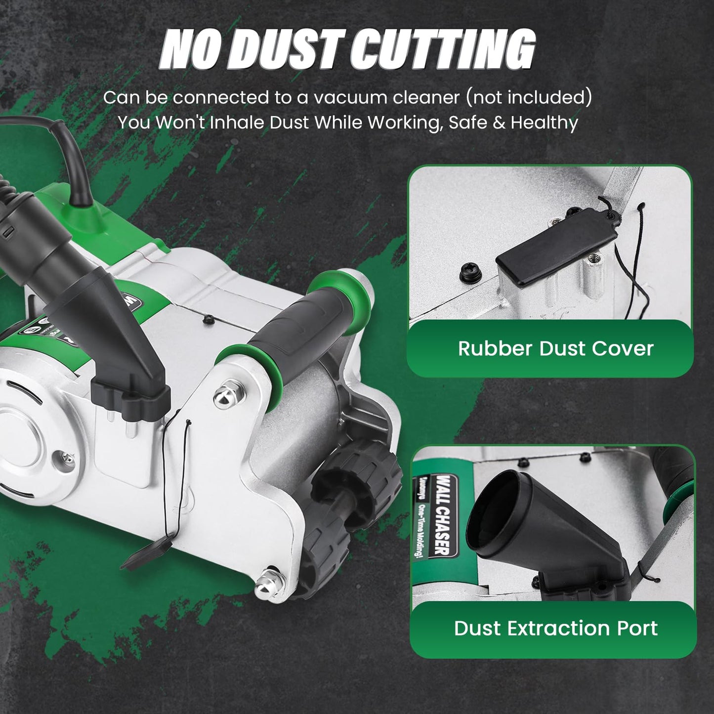Huanyu Electric Wall Chaser 25mm+35mm Blades Upgraded 1 time Molding Wall Slotting Machine No Dust Operation Wall Groove Cutting Machine Cement Sand Brick Cutter 110V (25mm+35mm)