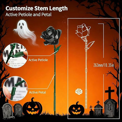 Black Rose Bouquet Building Set 12 Compatible with Lego Flowers for Daughter DIY Roses Building Blocks Gothic Artificial Everlasting Flowers Room Decoration &amp Gift for Halloween