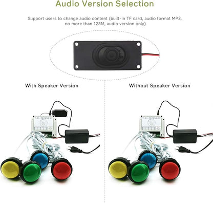 Escape Room Props 5 Different Colors Buttons Mechanism Press It In Order To Control 12V Magnet Lock For Exit Game Owner Player Adventurer (2 Button With Audio)