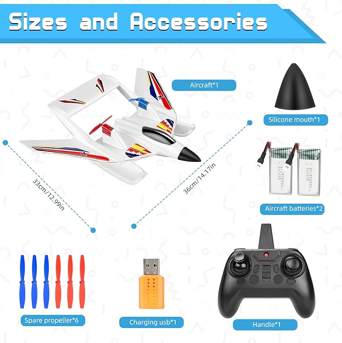 RC Plane for Water Land &amp Air Remote Control Plane Sea Airplane R C 2 Channel RC Airplane Amphibious Tri-Phibian Aircraft with 2 Batteries 2.4GHz RTF A irplane Glider for Adult Beginner