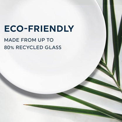 Corelle Vitrelle 8-Piece Salad Plates Set - Chip Resistant, Lightweight, Winter Frost White, 6.75-Inch