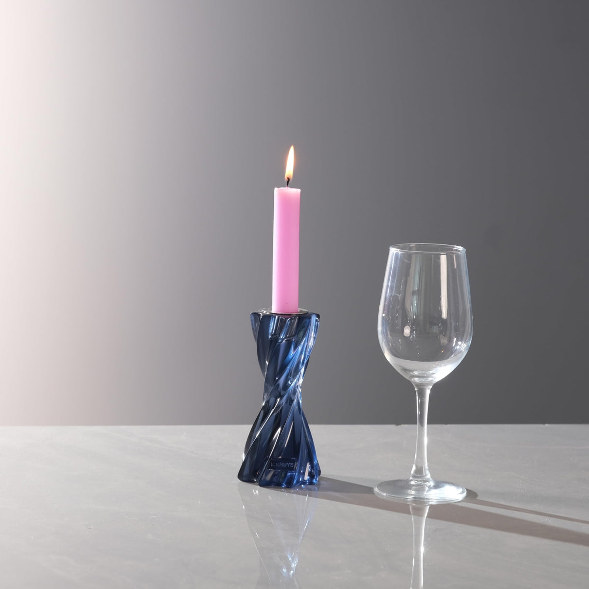 ICNBUYS Twizzle Twist Candle Holder, Decorative Candle Holder for Table Display, Romantic Decoration, Unique Home Décor Aesthetic, Housewarming Gift, Candle Stand Height 5.7 inches Black Blue - Resin