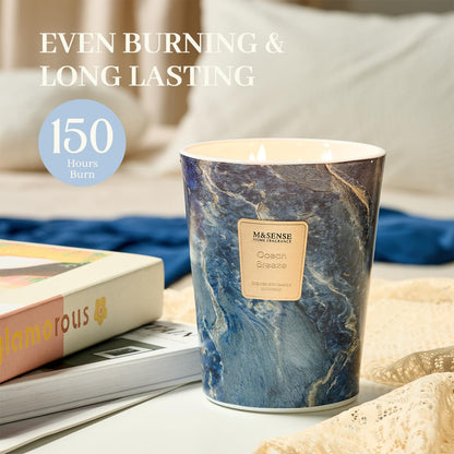 M&SENSE Ocean Breeze Summer Scented Candles for Home, 3-Wick Highly Scented Jar Candles, 35 Oz 150 Hours Long Lasting Burning Candles Gifts for Women, Relaxing Aromatherapy Candle for Stress Relief