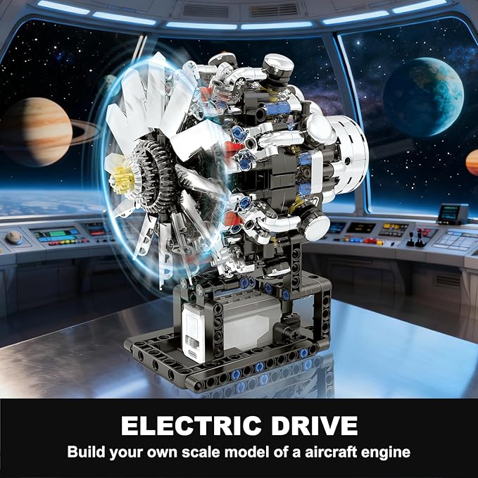 Turbojet Engine Building Set Aircraft Engine Model kit That Run Build Your Own Mini Aircraft Model Engine Kit with Motor STEM Mechanical Physical Science Educational Toys for Kids Adults (558 PCS)