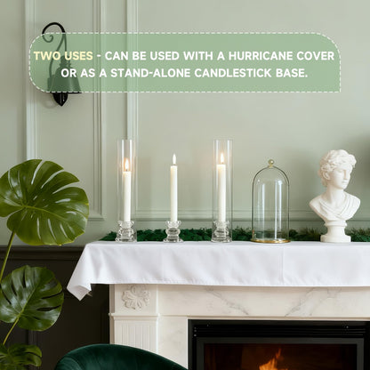 Glass Hurricane Candle Holders 10 Pack 12.6" Open Ended Candlestick Holder Tubes Clear Bottomless Cylinders Suitable for Taper LED Candles for Wedding Party Christmas Table Centerpiece Decor