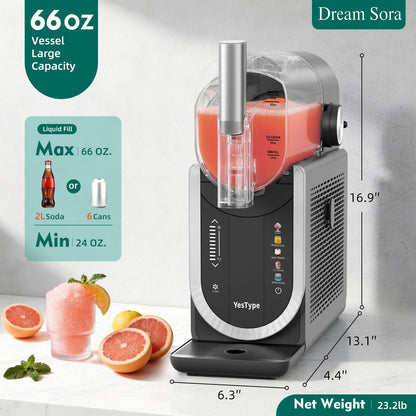 Slushie Machine No Ice Needed, Margarita Machine & Slushy Machine for Home, 5 Preset, Rapid Freezing, Self-Cleaning, 66oz Slushie Maker for Frappes, Spiked Slush, Ice Cream and More, Grey