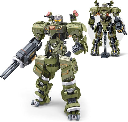 HIGH GODO Main Battle Mech Robot Transforming Building Blocks Set for AdultsCity Warrior Justice Hero Soldier Mech Model Building Kit Cool Creative Robots Toys Gift for Teens 598 Pieces