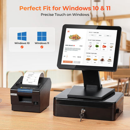 MUNBYN 12-inch POS Touchscreen Monitor, LED POS Monitor, HDMI/VGA Capacitive Screen Display, Foldable Stand for Small Business, Retail, Restaurant, Bar, No Driver Required, 2Y Protection